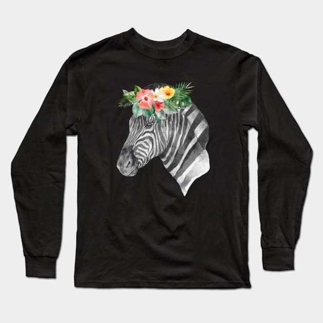 Portrait of a Zebra Long Sleeve T-Shirt by Duck Cloud 9